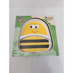 Freya Friends 5 Piece Kids Bamboo Dinnerware Set Bee Design Biodegradable
